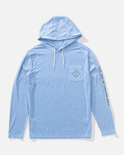 TIPPET POCKET UV HOODIE - Blue Heather | Salty Crew Premium