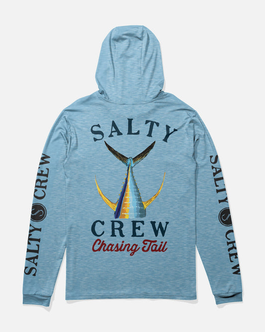 TAILED HOOD SUNSHIRT - Blue Heather | Salty Crew Premium