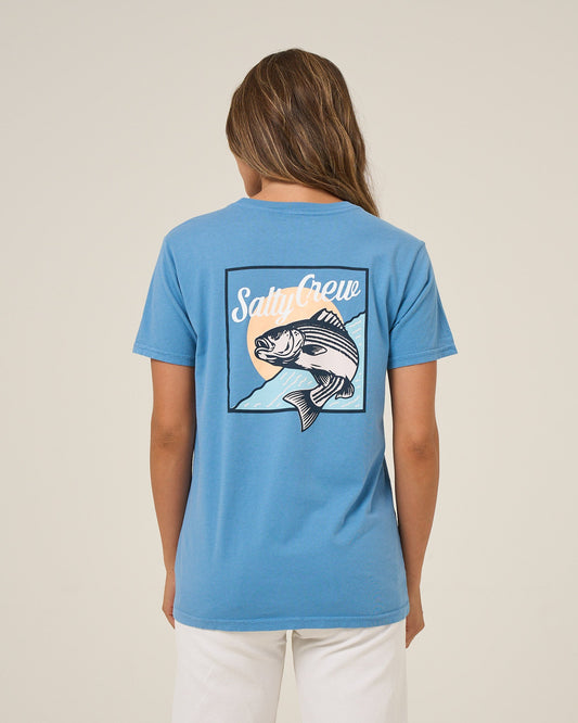 FISH STAMP BF TEE - Ash Blue | Salty Crew Premium