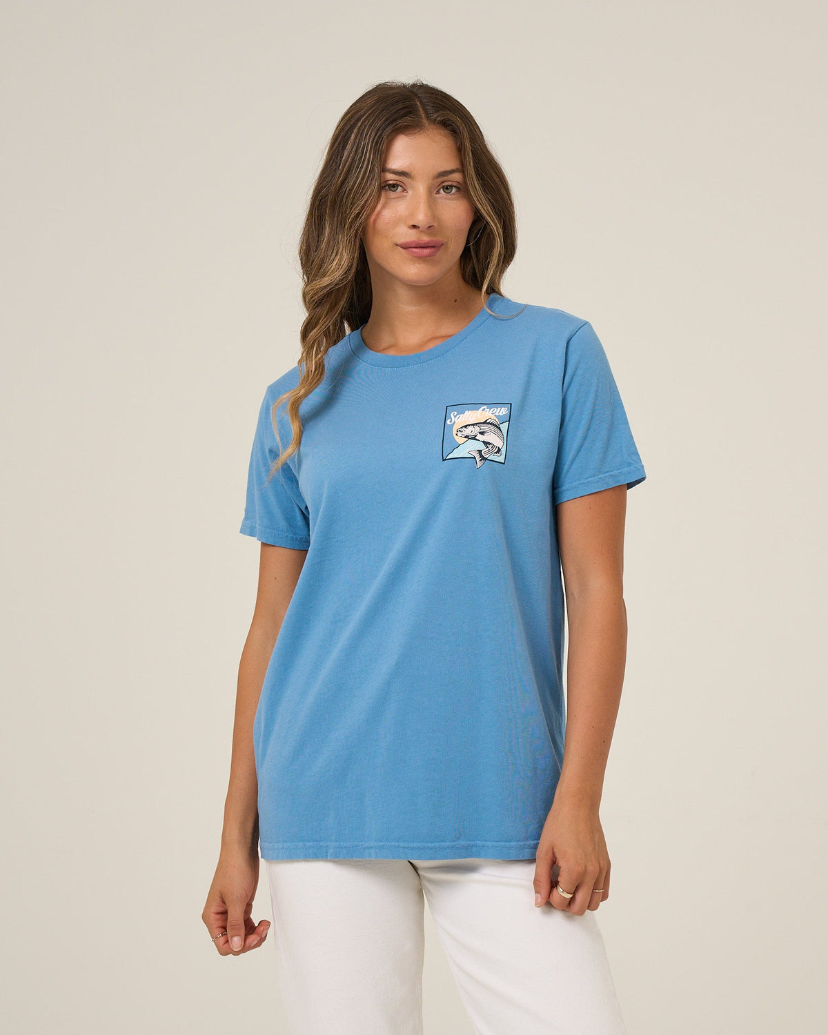 FISH STAMP BF TEE - Ash Blue | Salty Crew Premium