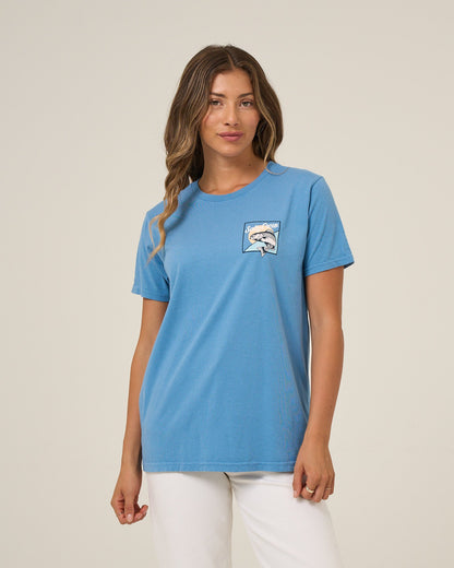 FISH STAMP BF TEE - Ash Blue | Salty Crew Premium