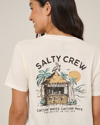 BEACH HUT BF TEE - Off White | Salty Crew Premium