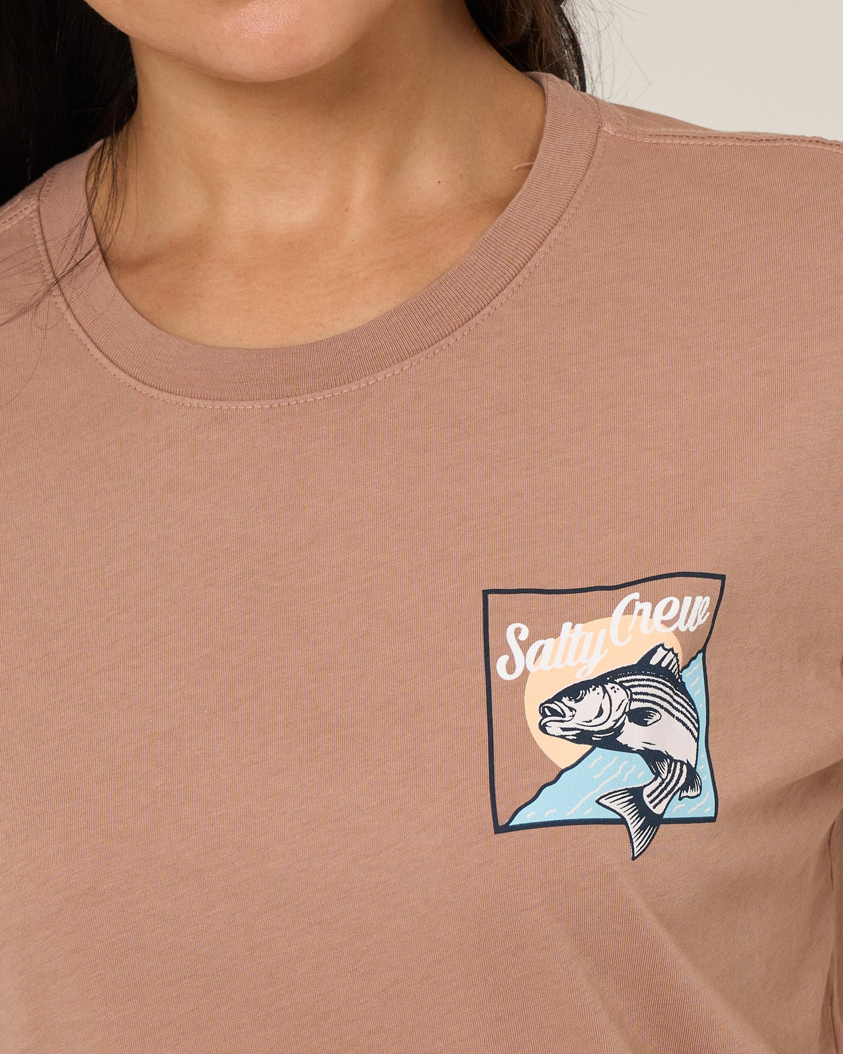 FISH STAMP BF TEE - Mocha | Salty Crew Premium