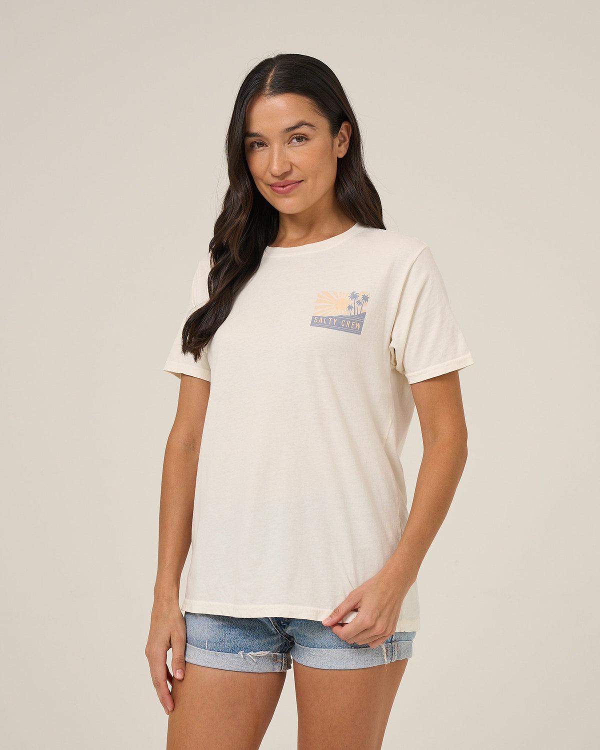 RISE AND SMILE BF TEE - Off White | Salty Crew Premium