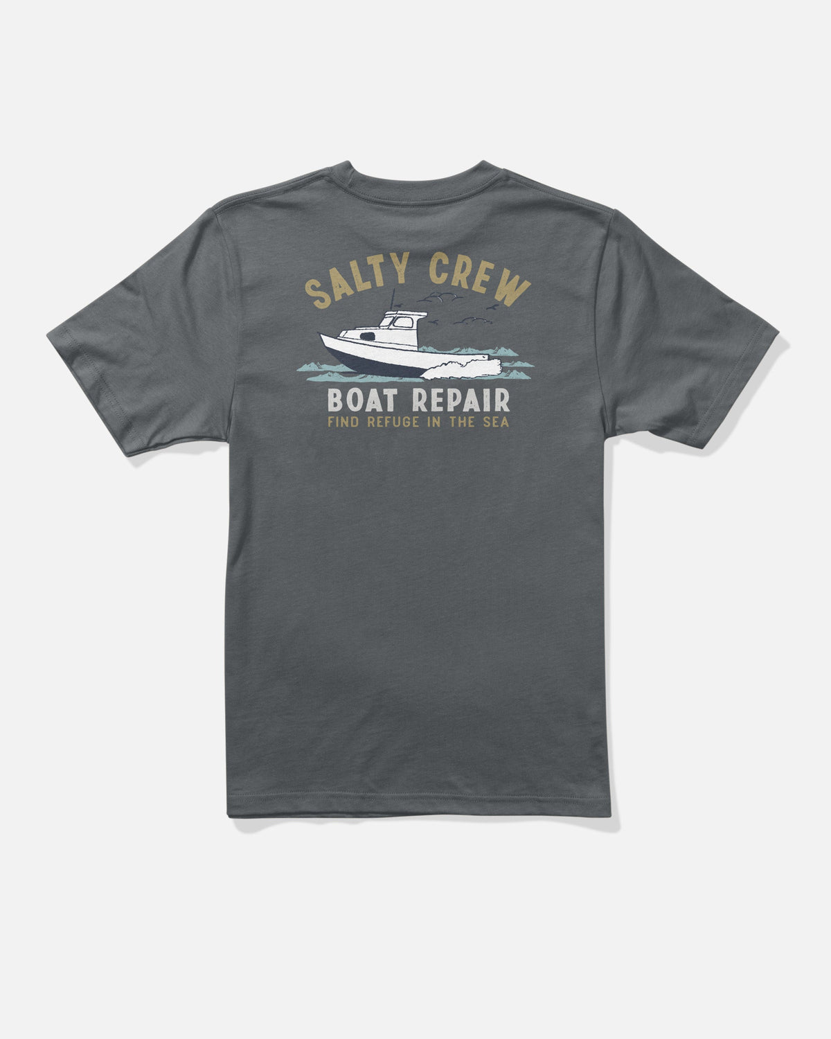 BOAT REPAIR BOYS SS TEE - Charcoal | Salty Crew Premium