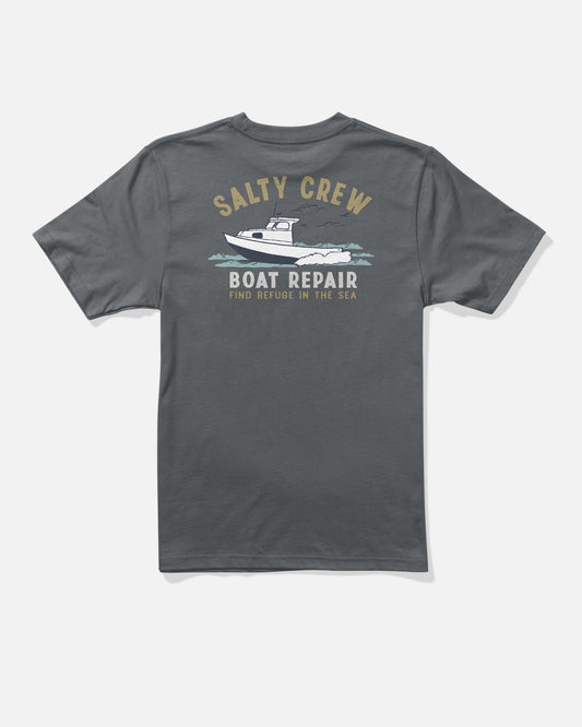BOAT REPAIR BOYS SS TEE - Charcoal | Salty Crew Premium
