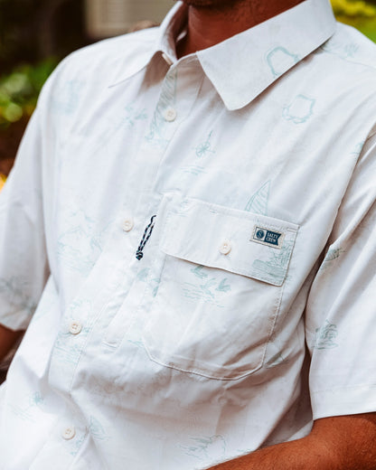 FLAGSHIP UV BUTTON UP - White | Salty Crew Premium