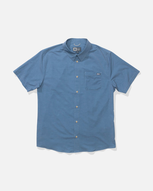 DRIFTER UV BUTTON UP - Mid Blue | Salty Crew Premium