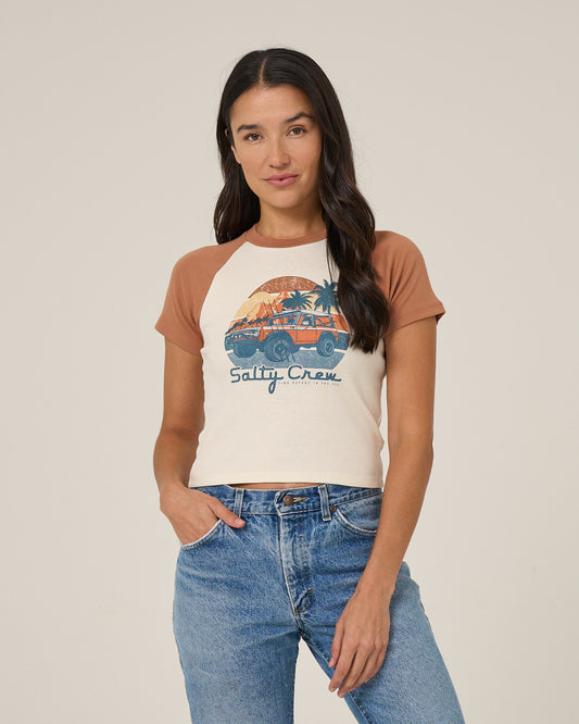 DRIVE TO THE SEA RAGLAN T - Mocha | Salty Crew Premium
