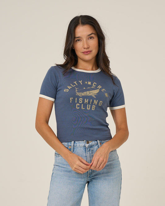 FISHING CLUB RINGER TEE - Indigo | Salty Crew Premium