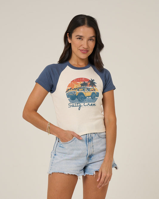 DRIVE TO THE SEA RAGLAN T - Indigo | Salty Crew Premium