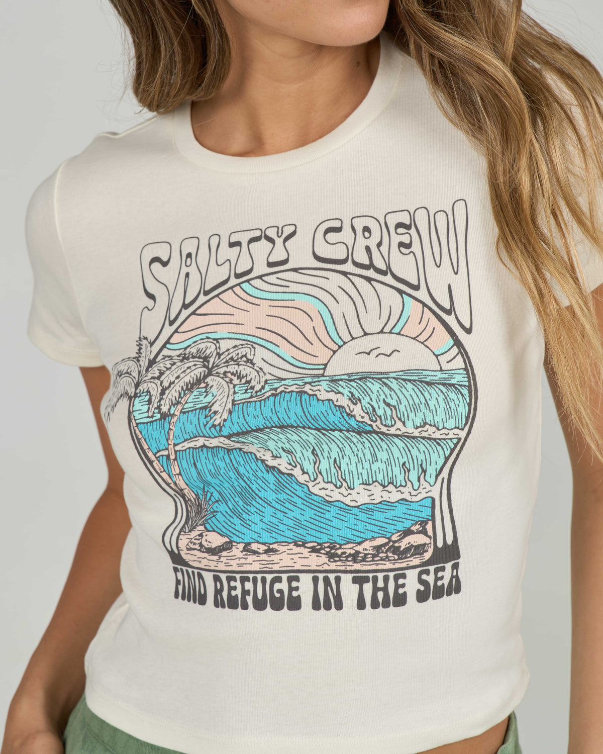 KEYHOLE BABY TEE - Off White | Salty Crew Premium