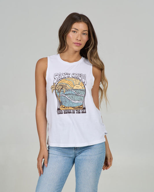 KEYHOLE MUSCLE TANK - White | Salty Crew Premium