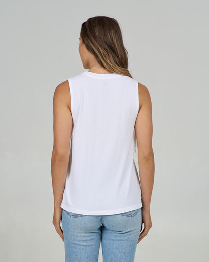 KEYHOLE MUSCLE TANK - White | Salty Crew Premium