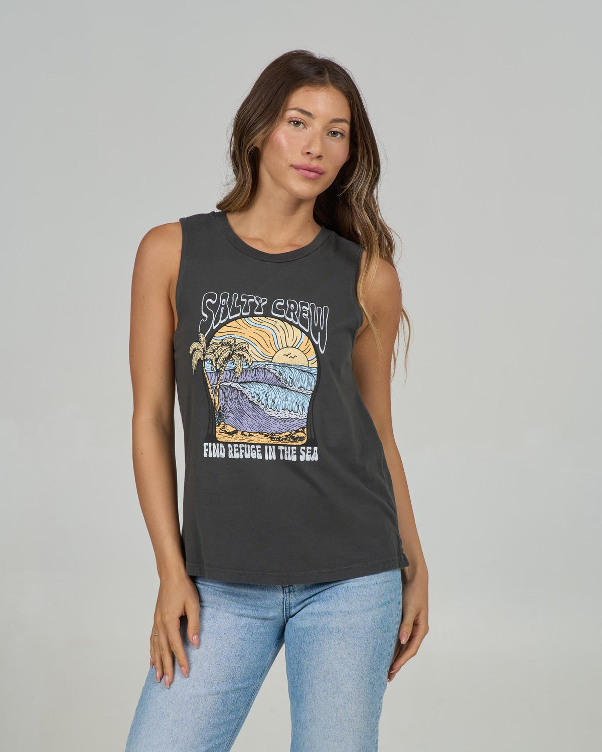 KEYHOLE MUSCLE TANK - Charcoal | Salty Crew Premium