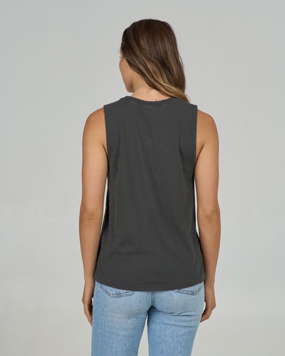 KEYHOLE MUSCLE TANK - Charcoal | Salty Crew Premium