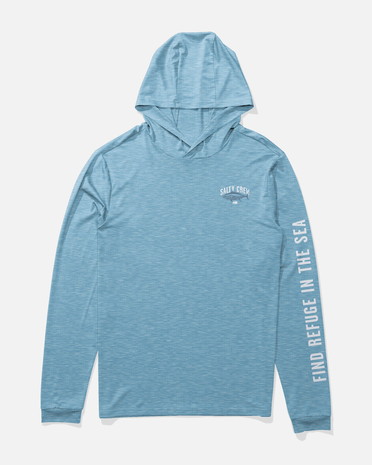 BITMAP HOOD SUNSHIRT - Blue Heather | Salty Crew Premium