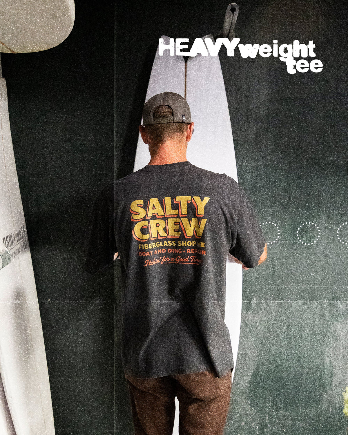 DECKHAND FIBERGLASS SS TEE - Washed Black | Salty Crew Premium